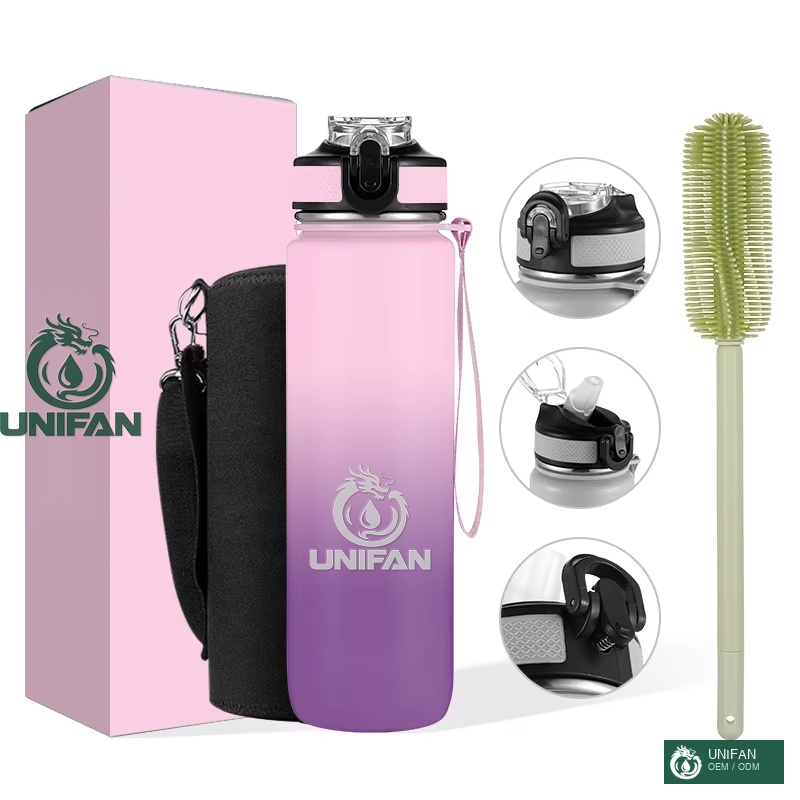UNIFAN Custom Vacuum Sports and Travel 28 oz Stainless Steel Insulated Water Bottle with Straws