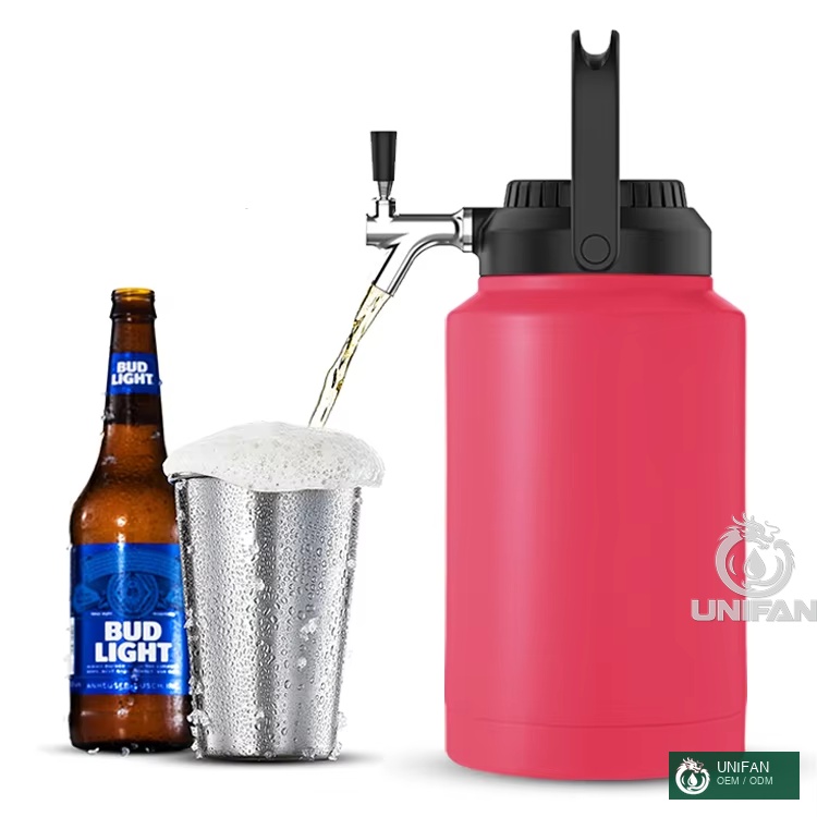 UNIFAN 1 Gallon Insulated Beer Growler with Tap Water Jug with Lid