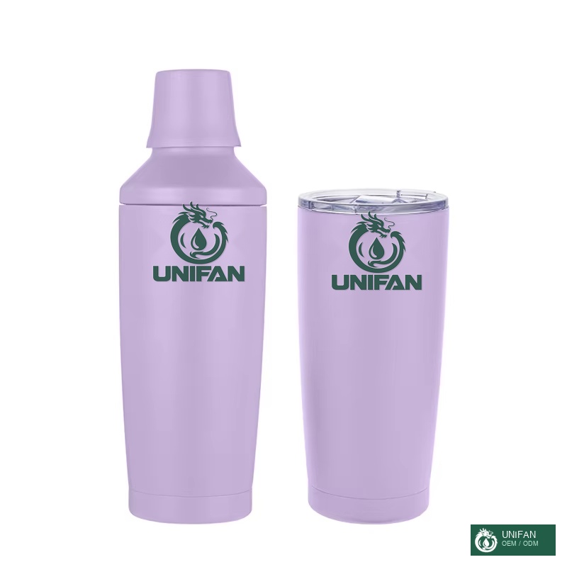UNIFAN 20OZ New Design Cocktail Martini Shaker Gift Set with Jigger Lid Compatible Doubles As a Tumbler