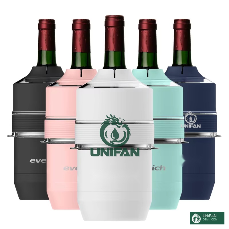 UNIFAN ODM Stainless Steel Wine Bottle Chiller Insulated Vacuum Wine Bottle Chiller Custom Logo & Custom Color