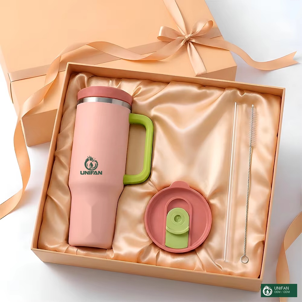 UNIFAN Discount 40oz Tumbler With Handel and Lid Straw Double Wall Insulated Vacuum Adventure Tumbler Travel Mug Custom Logo Color