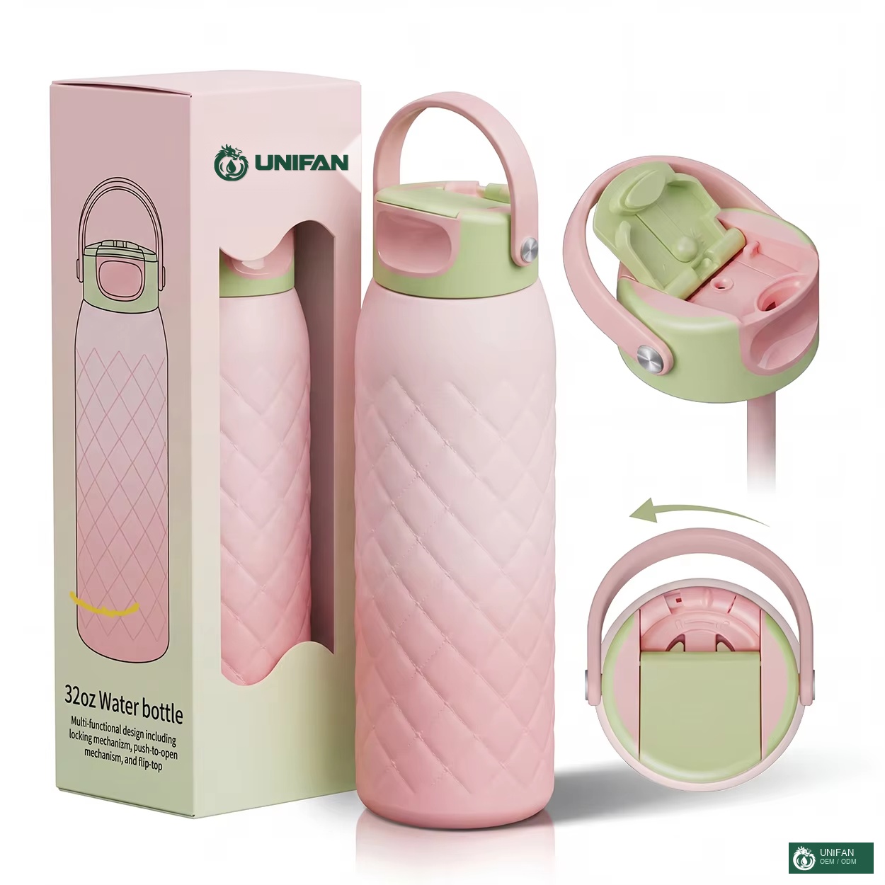 UNIFAN New Lock Lid 18/8 Stainless Steel Double Wall Vacuum Insulated Leak Proof Water Bottles Sweat Resistant