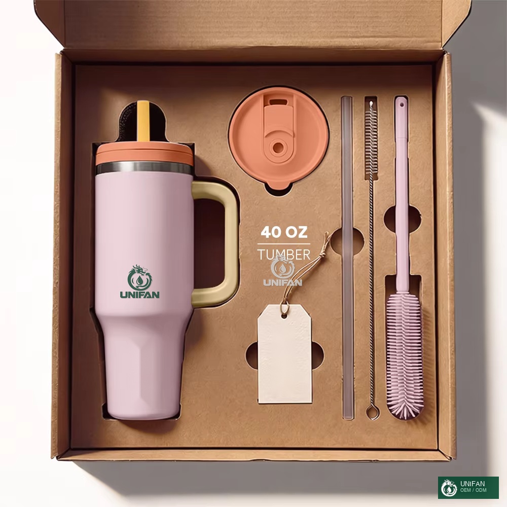 UNIFAN Stock 40oz Tumbler With Lid Straw Double Wall Insulated Vacuum Adventure Tumbler Travel Mug Custom Logo Color