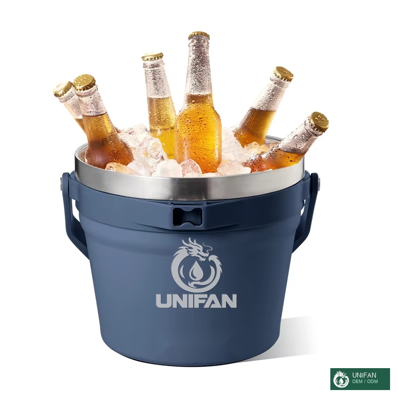 UNIFAN 7L Vacuum Insulated Ice Bucket with Lid and Scoop for Cocktail Champagne Wine Beer Hosting Stainless Steel for Large Parties