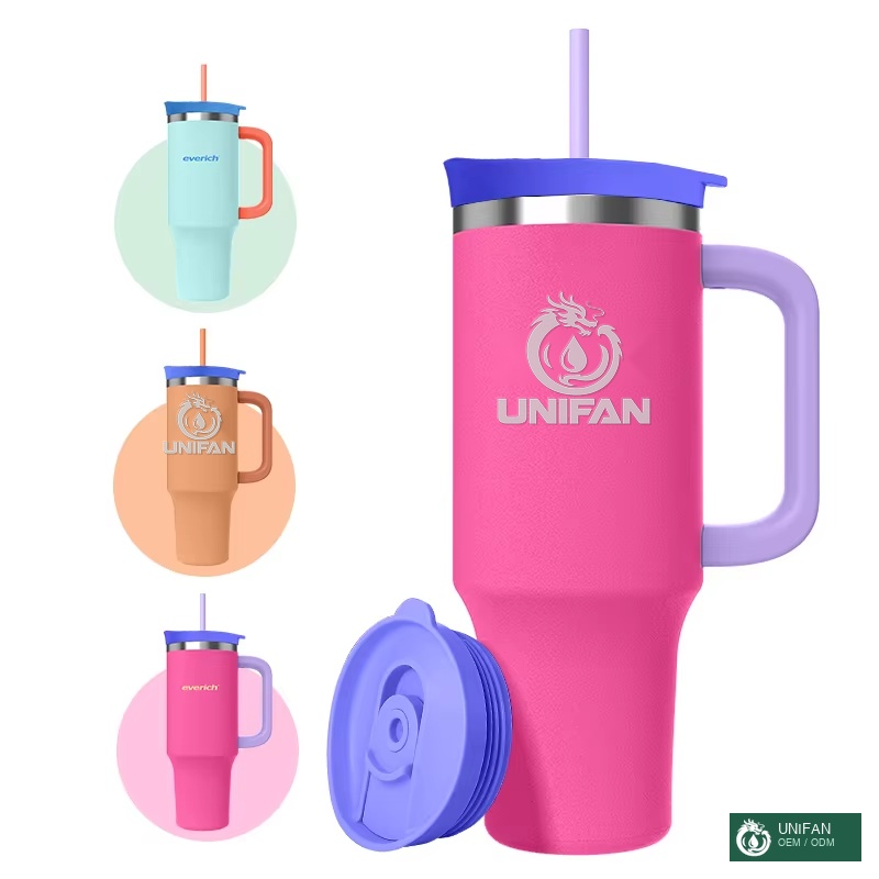 UNIFAN40oz New 2 in 1 Lid Handle Tumbler 304 Stainless Steel Double Wall Vacuum Insulated Travel Mug for Coffee & Beer