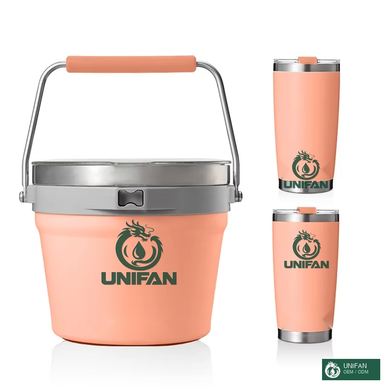 UNIFAN Ice Bucket Custom Red Black Customized Color Stainless Steel Ice Bucket 7L Customized