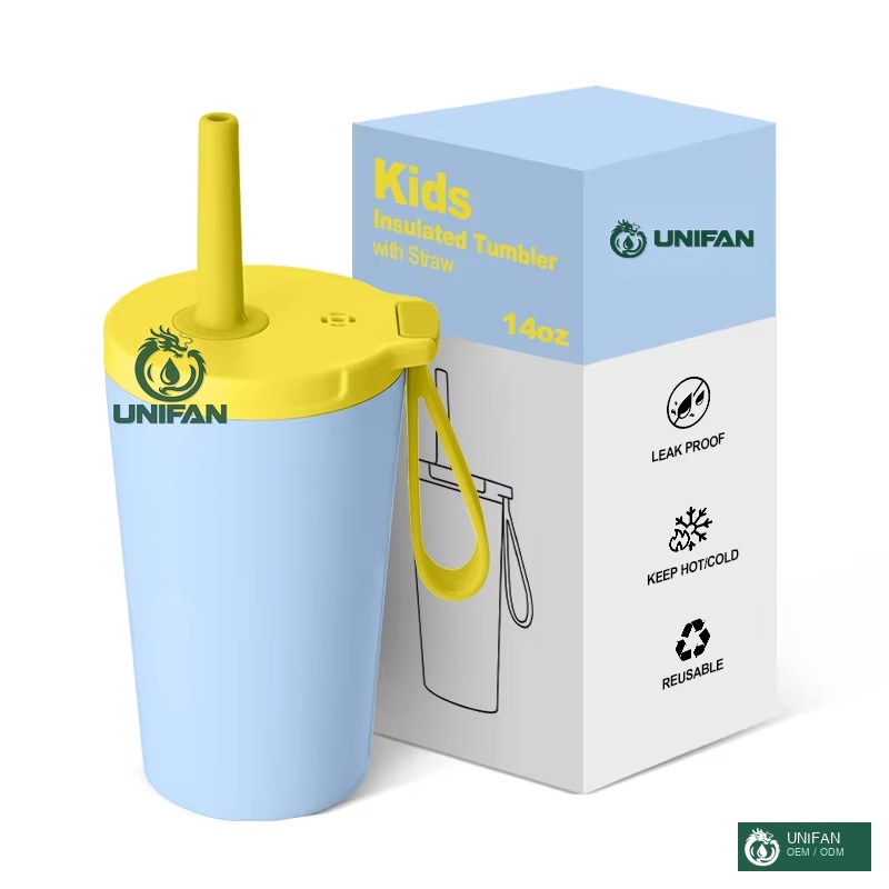 UNIFAN Water Tumbler with Straw for Kids Cups Customized Color & Pattern Hot-sell Size