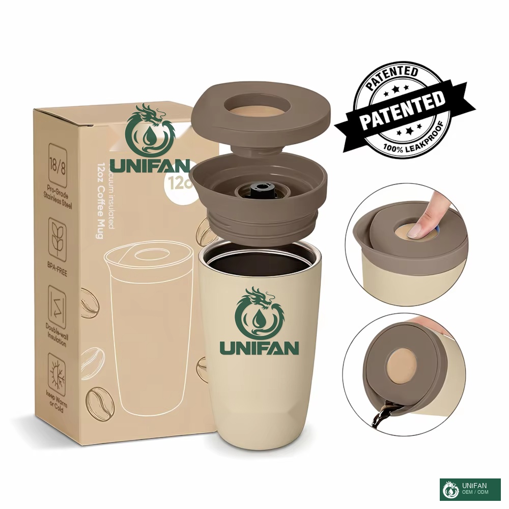 UNIFAN Customized 19451 Vacuum-Insulated Stainless Steel Travel Mug 350ml ODM Leak-Proof Lid for Hot/Cold Beverages, Fits Car Holders