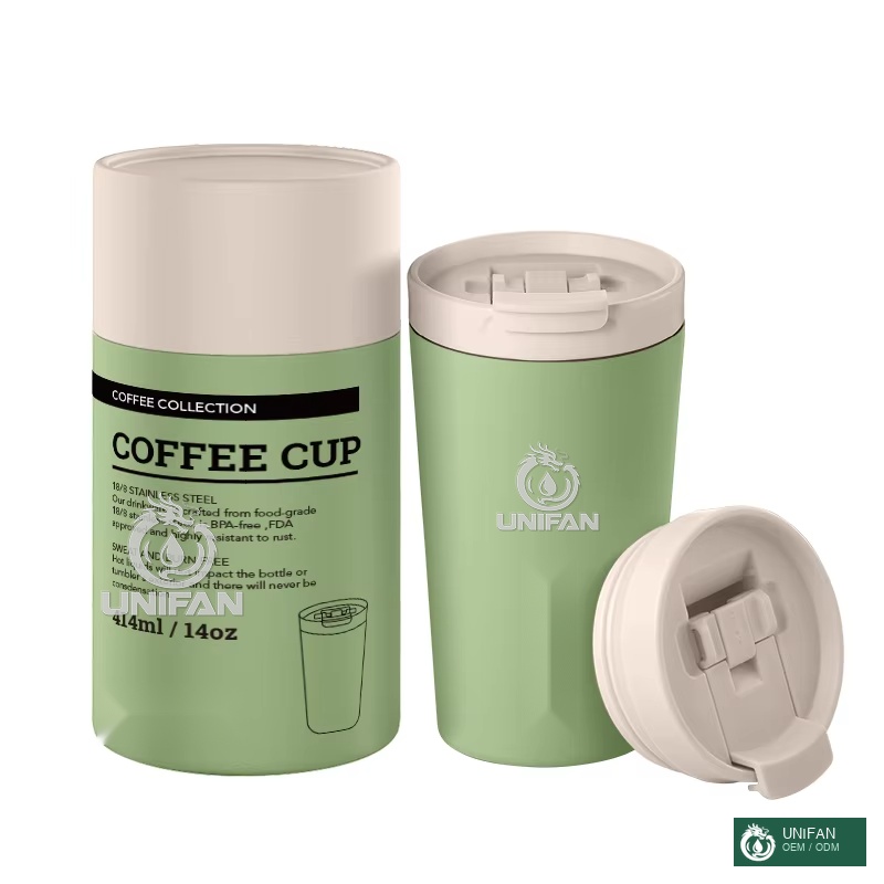 UNIFAN 14oz Insulated Travel Coffee Mug Stainless Steel Coffee Tumbler Reusable Coffee Cups with Detachable and Easy to Clean Lid