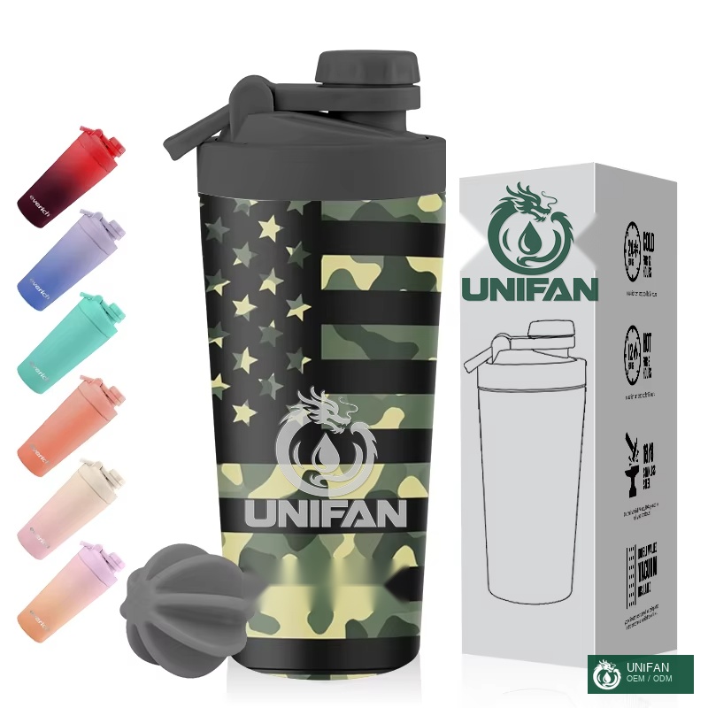 UNIFAN UNIFAN20oz Keep Cold and Hot Double Wall 304 Stainless Steel Protein Shaker Bottle for Gym Support Private Custom