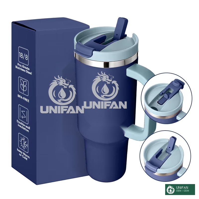 UNIFAN ODM 40oz Tumbler With 2 in 1 Lid Straw Double Wall Insulated Vacuum Tumbler Travel Mug Custom Logo Color