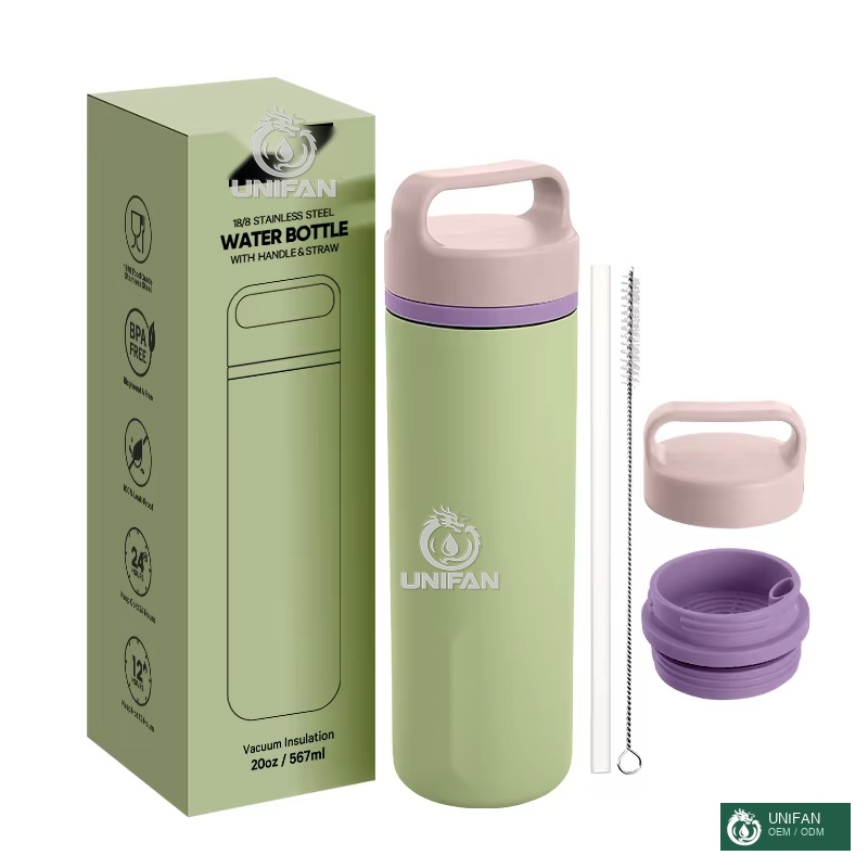 UNIFAN 20oz Stainless Steel Vacuum Insulated Water Bottles with Storage Box Custom logo Keep Hot and Cold