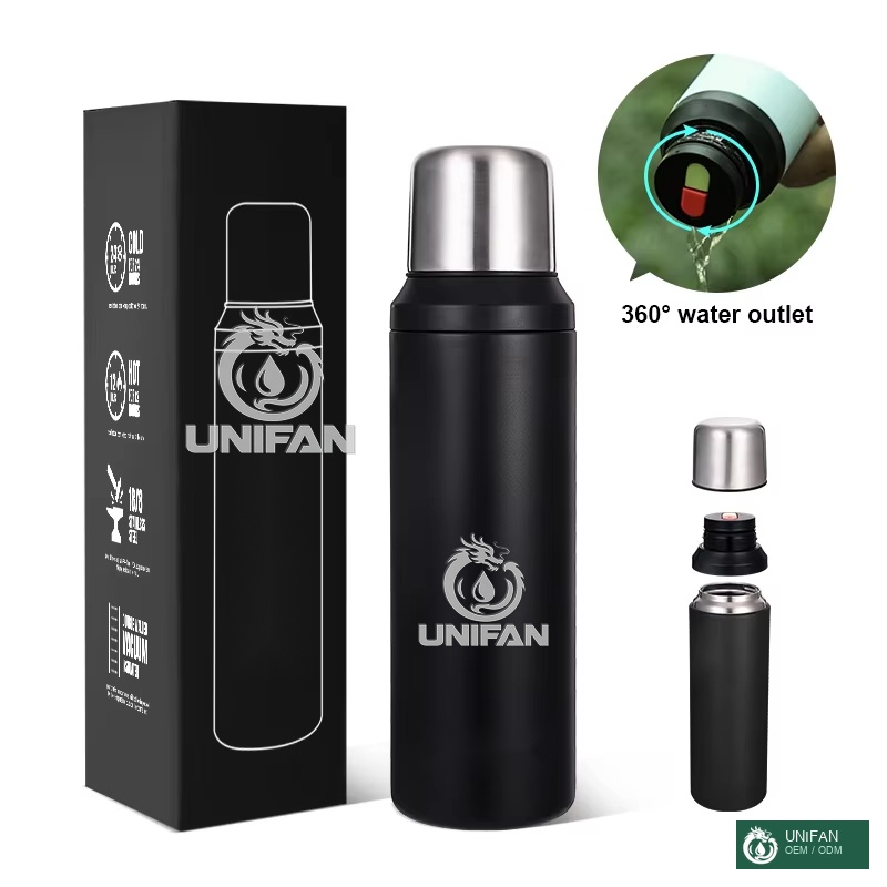 UNIFAN UNIFAN750ml Insulated Water Bottle - 360° Outlet Design, Camping & Cycling Essential