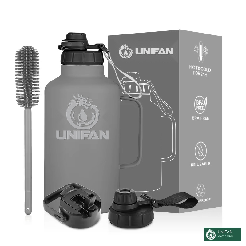 UNIFAN 64oz Triple Insulated Stainless Steel Beer Growler 1 Gallon Water Bottle Sports Bottle Outdoor Travel Jug