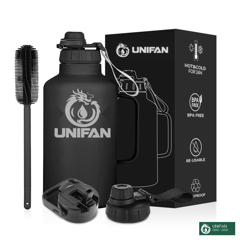 UNIFAN Wholesale Water Bottle Stainless Steel Vacuum Water Jug 64oz Bpa Free Beer Growler for Long Hikes Beer Growlers