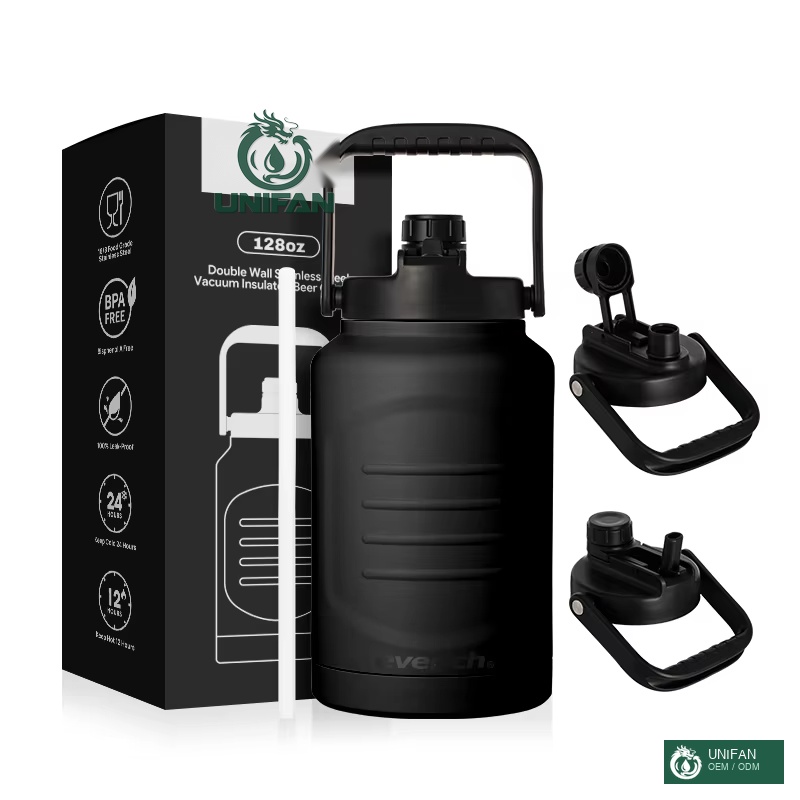 UNIFAN Unique Group 128oz Growler 18/8 Stainless Steel Water Bottle Insulated Water Bottle Jug Drink Bottle