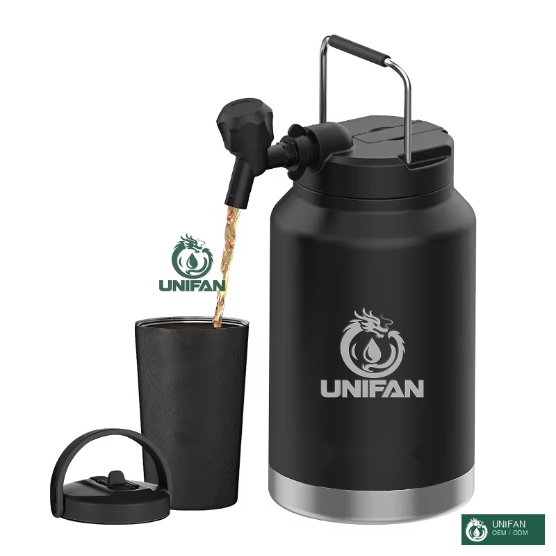 UNIFAN Stainless Steel BPA Free Wholesale Sport Insulated Growler Jug with Handle Lid Power Coated Paint