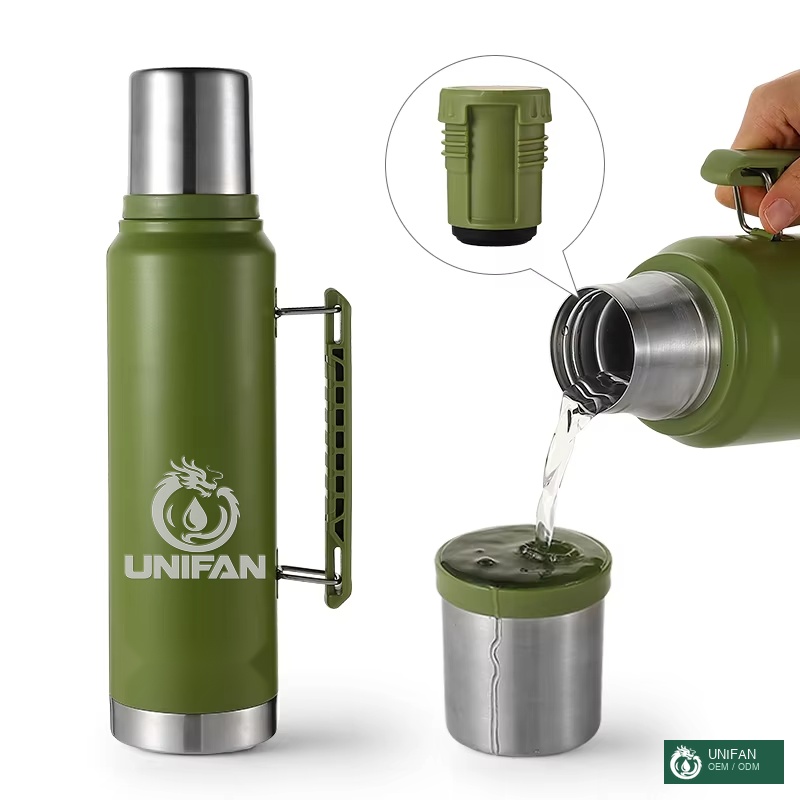 UNIFAN Double-Layer Temperature Double Lid Design 304 Stainless Steel Outer Layer with Lock System Water Bottle Manufacturing