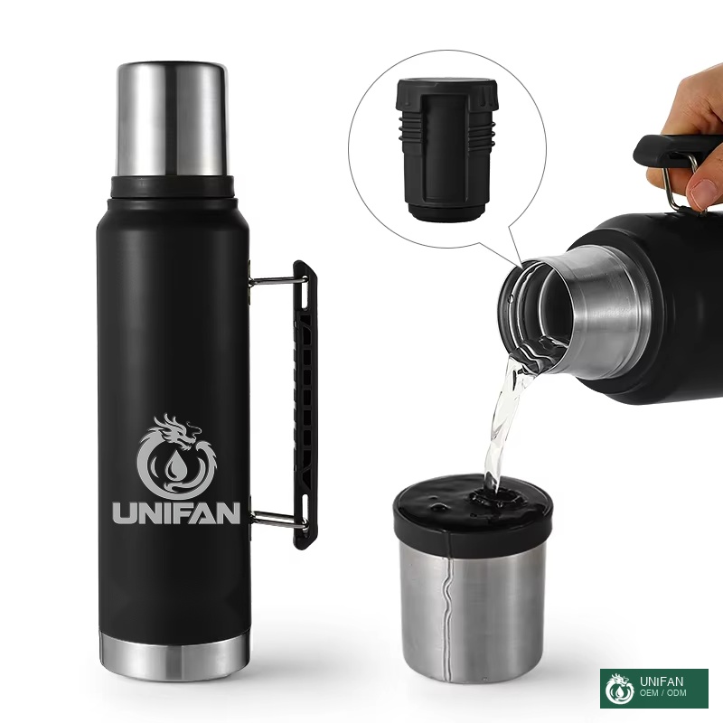 UNIFAN Big Mouth Easy Clean One Bottle 2 USes 12 Hours Keep Hot Classic Vacuum Insulated Wide Mouth Water Bottle