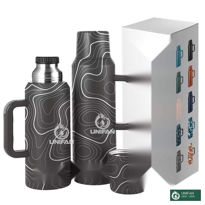 UNIFAN Double Lid Design 18/8 Stainless Steel Multi-funtional Long-lasting Insulation Water Bottle