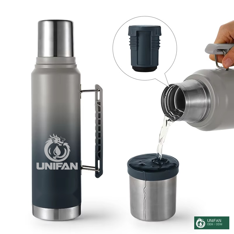 UNIFAN Custom ODM OEM Steel Water Bottles 1200ml Bottles of Water Hot Bottle Water for Travel Outdoor Camping