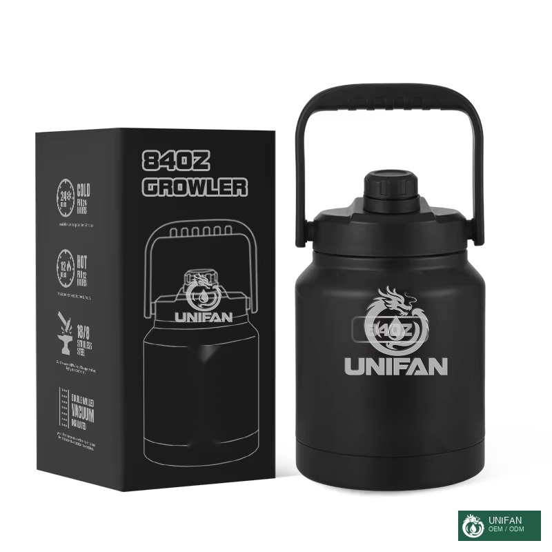 UNIFAN UNIFAN64/192oz Double-Wall Beer Growler, 24H Cold Retention, Wide Mouth & Dishwasher Safe, Home BBQ Tailgating Essentials