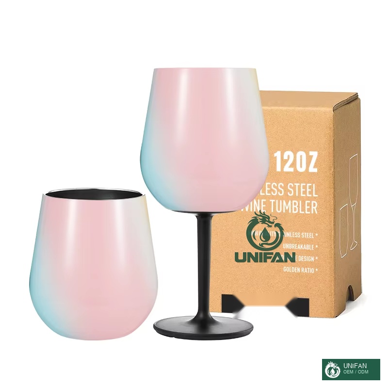 UNIFAN Eco-Friendly UNIFAN12oz Wine Tumbler, Reusable Detachable Stem Double Wall Insulation Commercial Use for Catering Event Venues