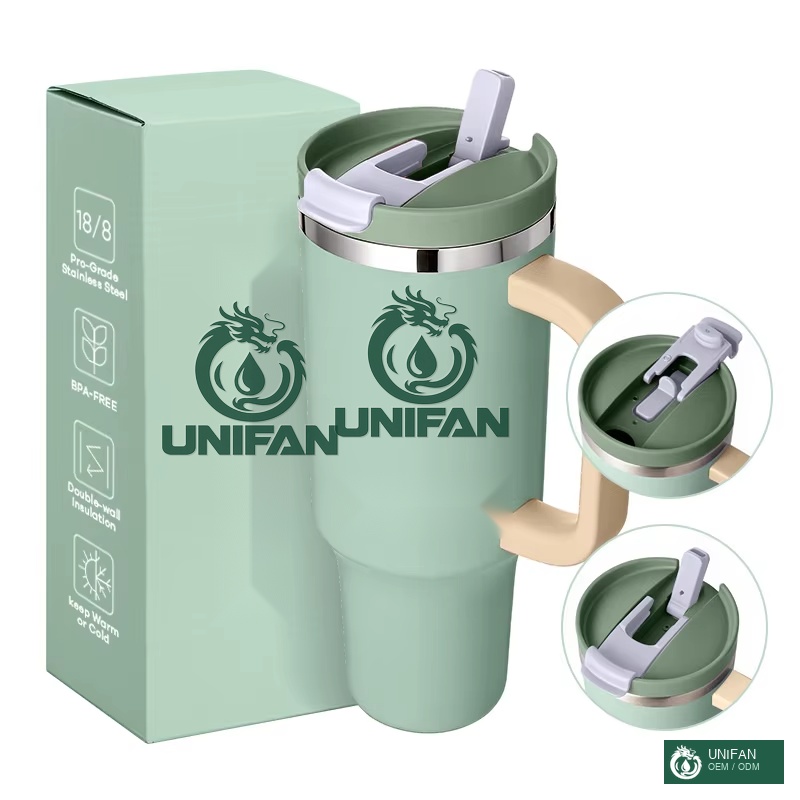 UNIFAN Stainless Steel Vacuum Insulated Tumblers Cups 40 oz with Handle and Straw