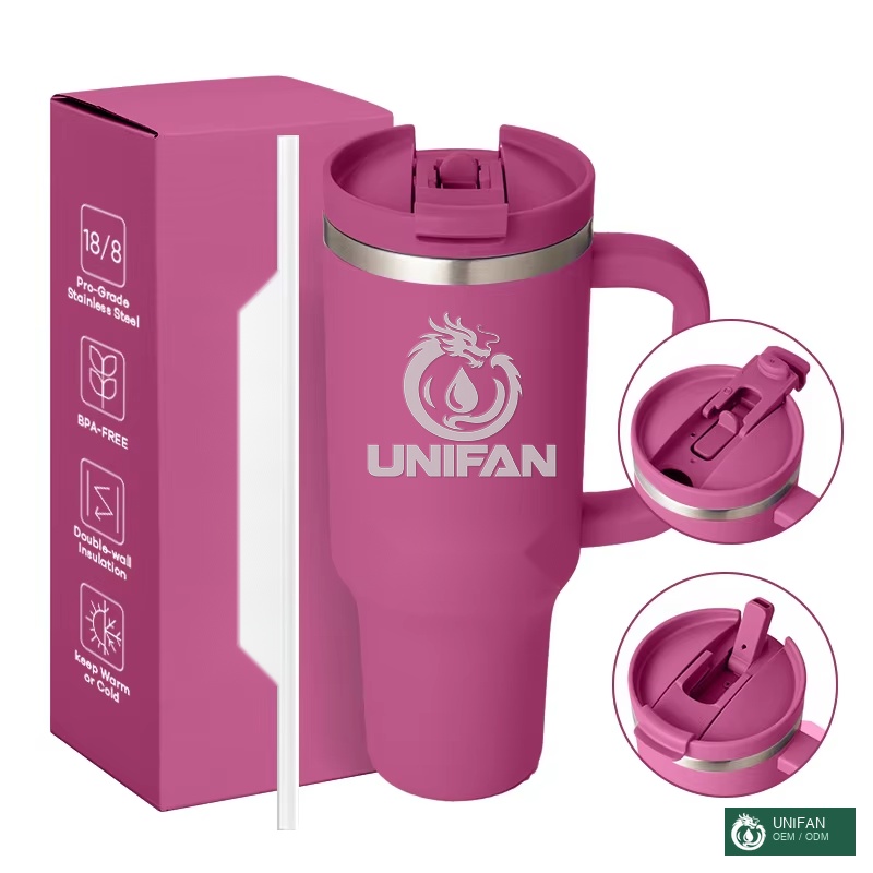 UNIFAN Wholesale 40oz Stainless Steel Tumbler with Straw, Innovative 2 in 1 Splash Proof Lid, Large Capacity Travel Mug
