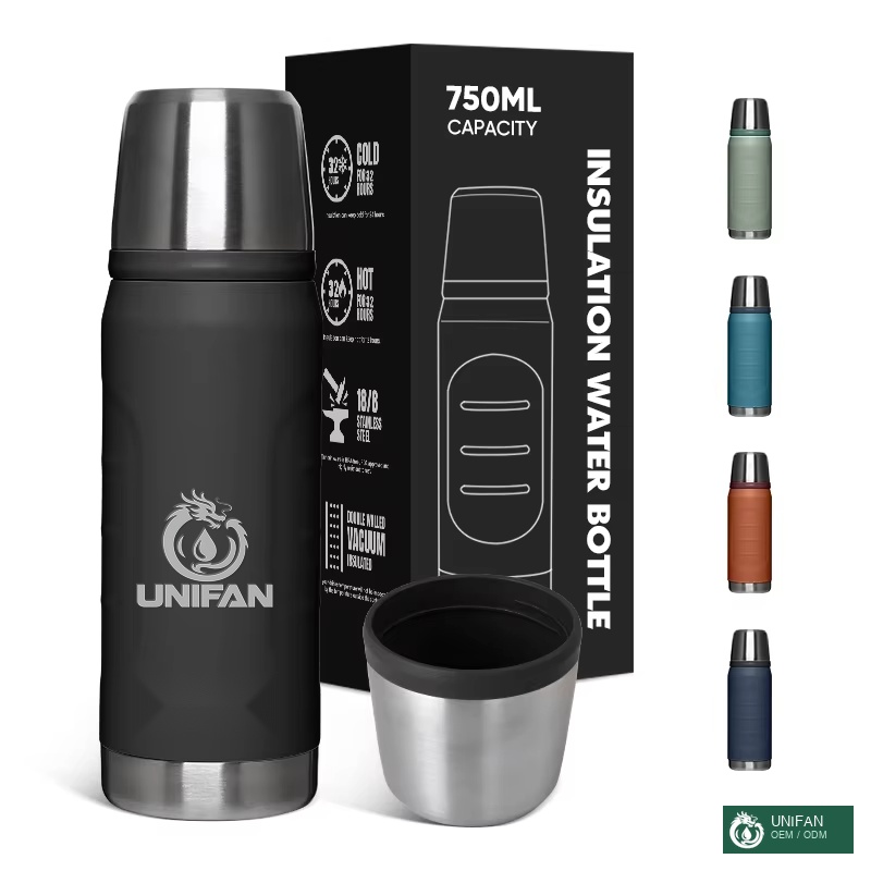 UNIFAN UNIFANPortable Outdoor Water Bottle Double Wall Stainless Steel Water Bottle Sport Style Flask With Straw Lid Travel Outdoor