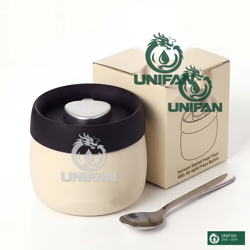 UNIFAN Customized Double-wall Stainless Steel 0.4L BPA Free Leak Proof Lunch Box PP Lid Dishwasher Microwave Safe for School Office
