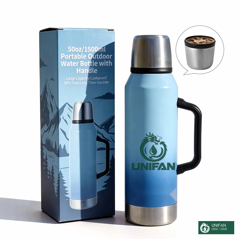 UNIFAN 1500ml Classic Thermal Flask Lasting Insulation Rust-Proof Stainless Steel Multi-Purpose Leak-Proof Lid Portable with Handle