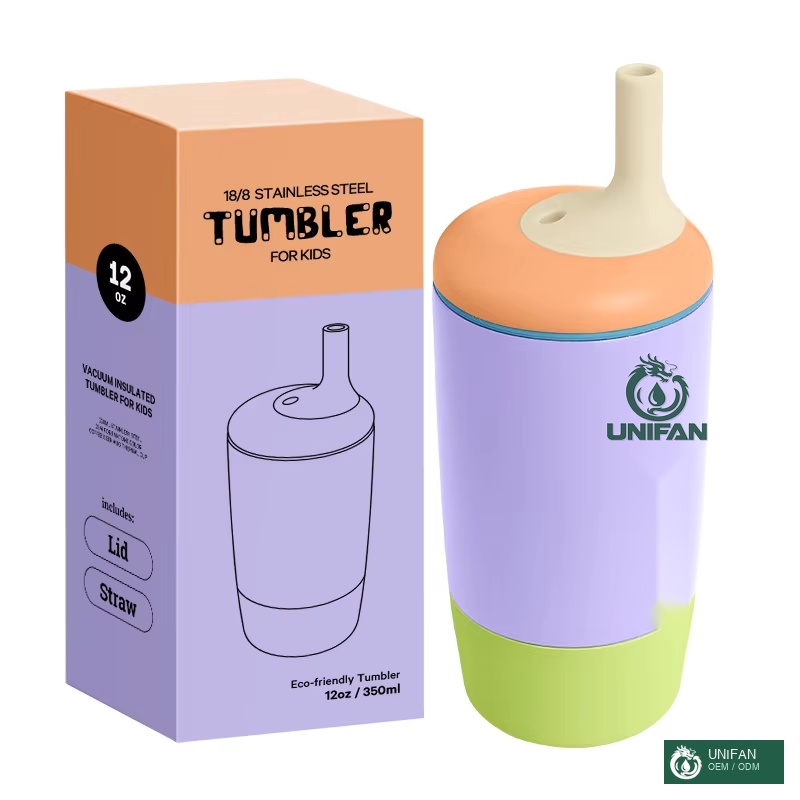 UNIFAN UNIFANCustomizable 12oz Stainless Steel Double Wall Vacuum Insulated Leak-Proof BPA Free Bottle with Lid for Kids