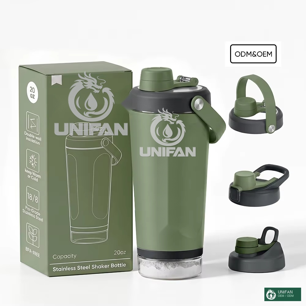 UNIFAN Stainless Steel Shaker Bottle with Fixing Ball Stainless Steel Custom logo Gym Shaker Bottle