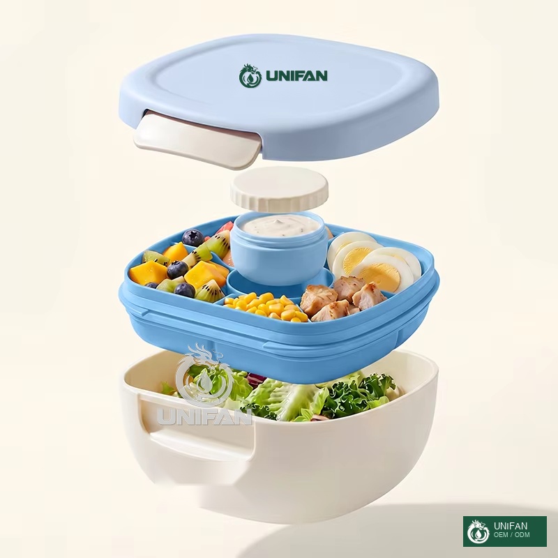 UNIFAN Bento Lunch Box with 4 Compartments, Sauce Container & Silicone Seal, BPA-Free for Kids Adults