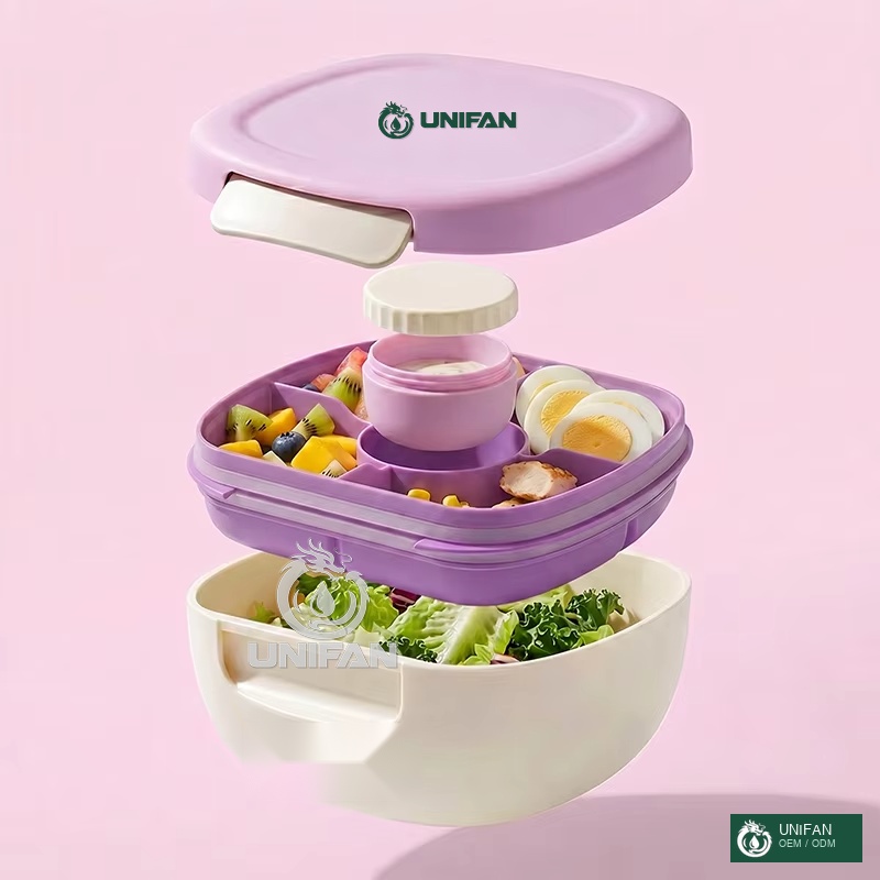 UNIFAN Portable Custom Functional Portable Lunch Box Plastic BPA-free Leakproof Easy to Clean Kid-Friendly Outdoor