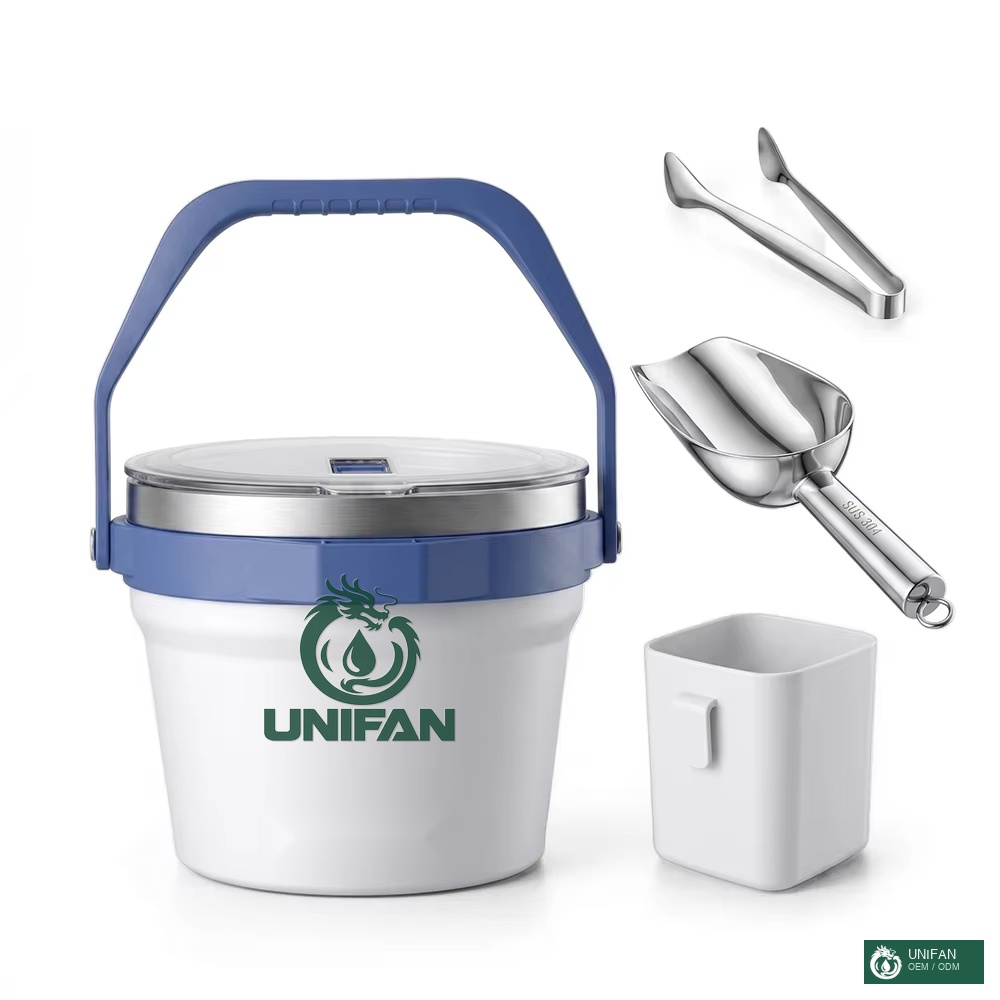 UNIFAN Custom 4.2L Double Wall Stainless Steel Insulated Ice Bucket With Lid Keeps Ice Cold & Dry Great for Home Bar and Wine