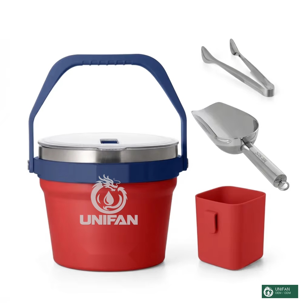 UNIFAN UNIFANCustom 4.2L Double Wall Stainless Steel Insulated Ice Bucket With Lid Keeps Ice Cold & Dry Great for Home Bar and Wine