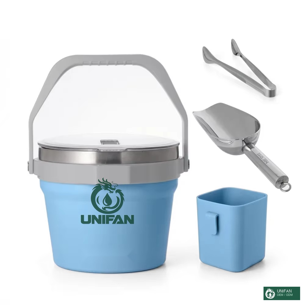 UNIFAN 2026 Custom 4.2L Double Wall Stainless Steel Insulated Ice Bucket With Lid Keeps Ice Cold & Dry Great for Home Bar and Wine