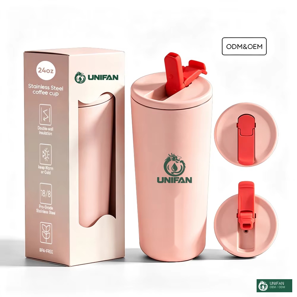 UNIFAN 2026 Coffee Mug Portable Custom UNIFAN24oz with PP Straw Lid BPA-Free Stainless Steel Easy to Clean for Gift Tea & Coffee