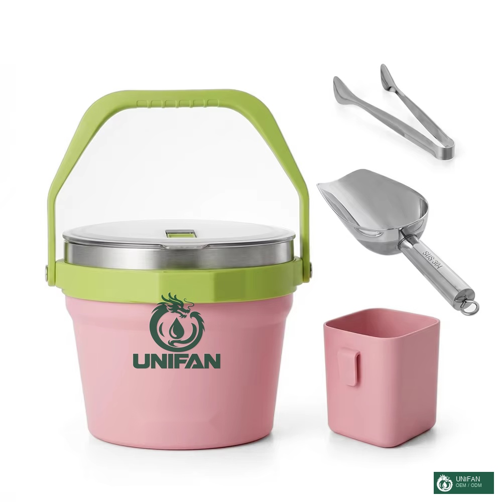 UNIFAN 4.2L Double Wall Stainless Steel Insulated Ice Bucket With Lid Keeps Ice Cold & Dry Great for Home Bar and Wine