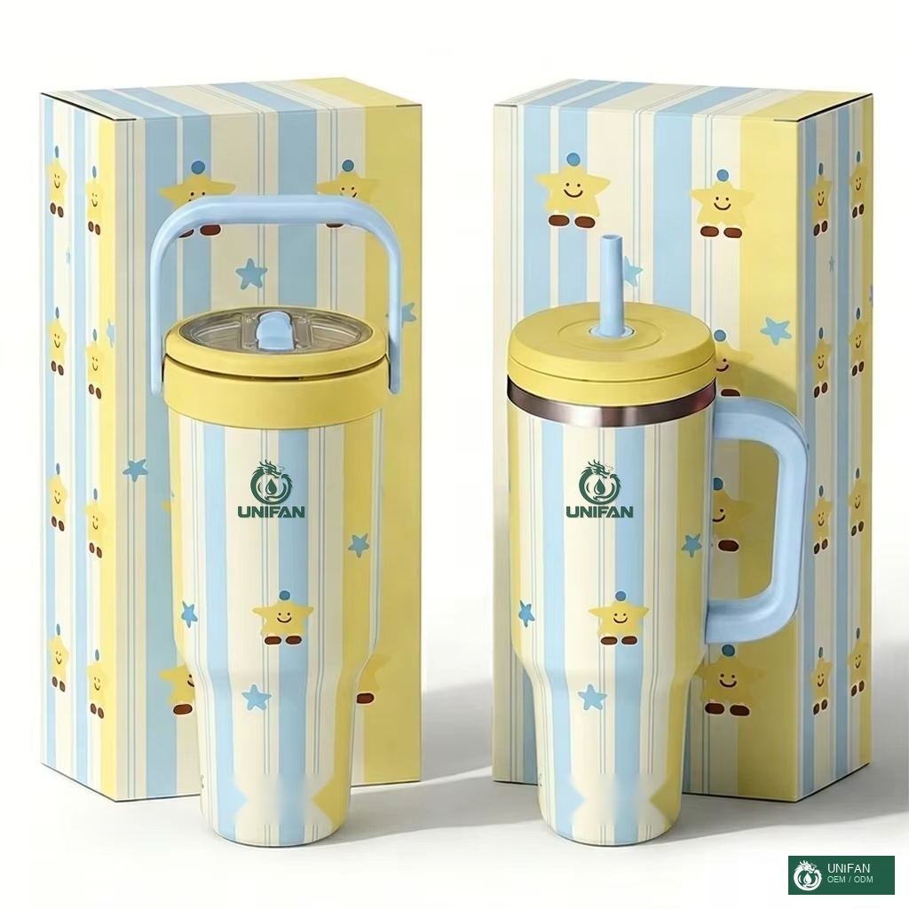 UNIFAN New Design 40oz Stainless Steel Adventure Tumbler Double Wall Vacuum Insulated Travel Mug with Lid and Straw Custom Logo Color