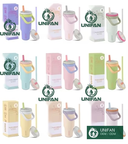 UNIFAN 40 oz Adventure Tumbler with Lid and Straw Double Wall Vacuum Insulated Stainless Steel Leak Proof BPA Free Custom Logo Color