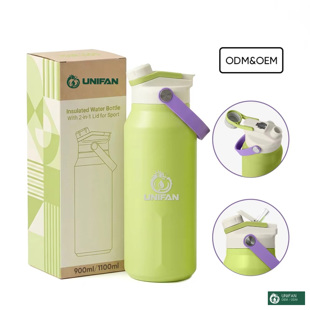 UNIFAN Vacuum Insulated 304 Stainless Steel Customized Flask with 2-in-1 Lid Double Wall Leak Proof BPA Free 24H Cold 12H Hot for Outdoor