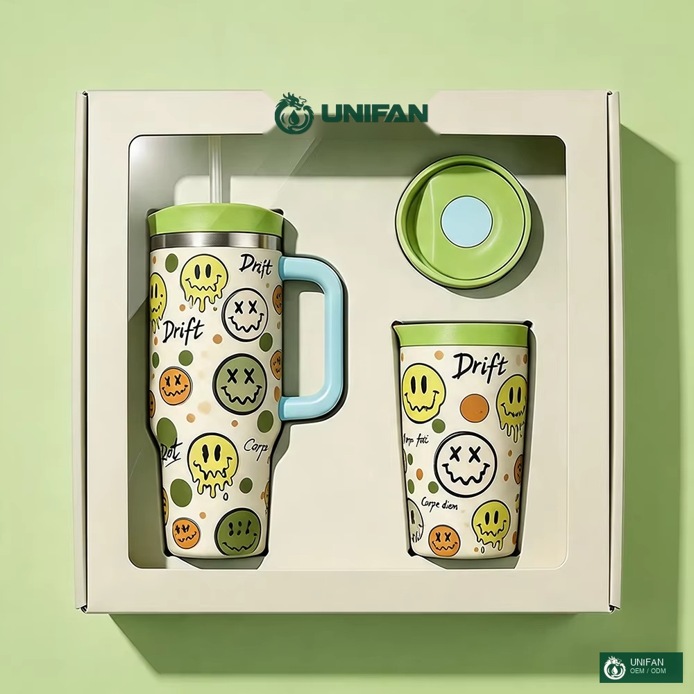 UNIFAN Stainless Steel Insulated Tumbler Gift Set 30oz Travel Tumbler with Handle Coffee Mug Double Wall Vacuum Custom ODMTrendy Gifts