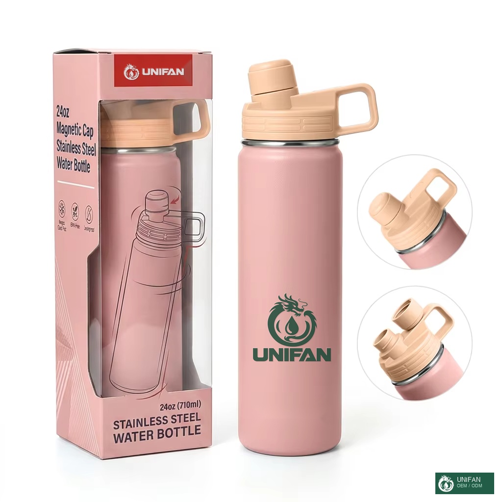 UNIFAN Magnetic Lid Vacuum Insulated Water Bottle Double Wall Stainless Steel Leak Proof BPA Free Eco-friendly Sports Travel Outdoor