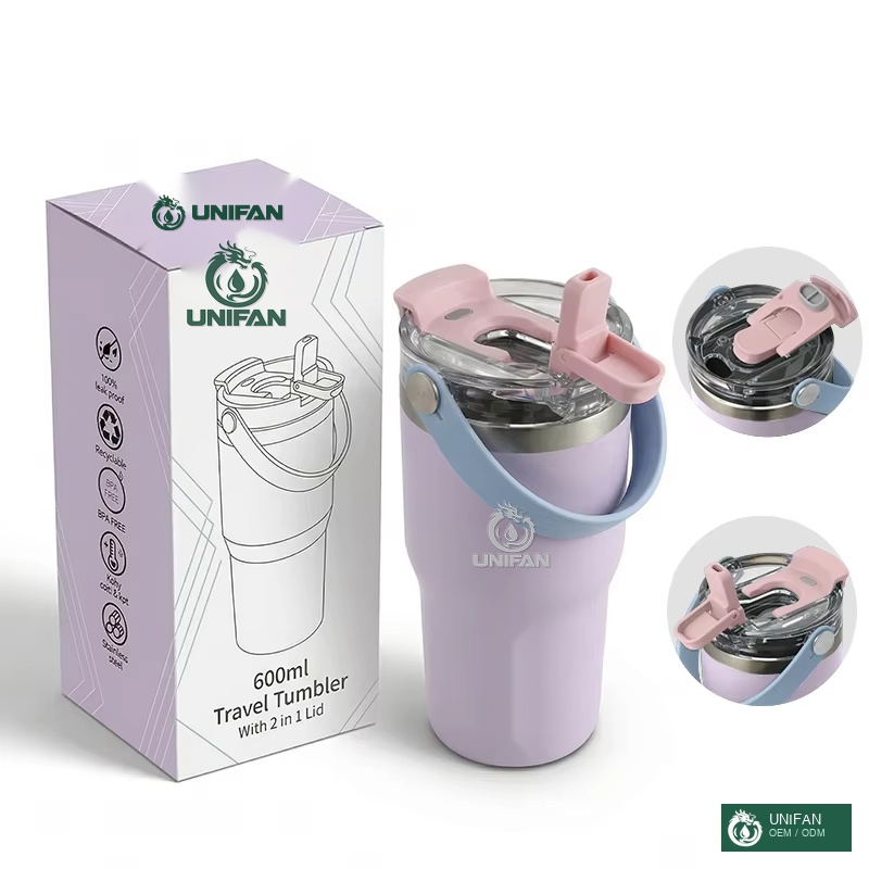 UNIFAN 20oz 30oz Stainless Steel Tumbler with 2-in-1 Lid Double Wall Vacuum Insulated, 304 Food Grade, Two Ways Drink Coffee Travel Mug