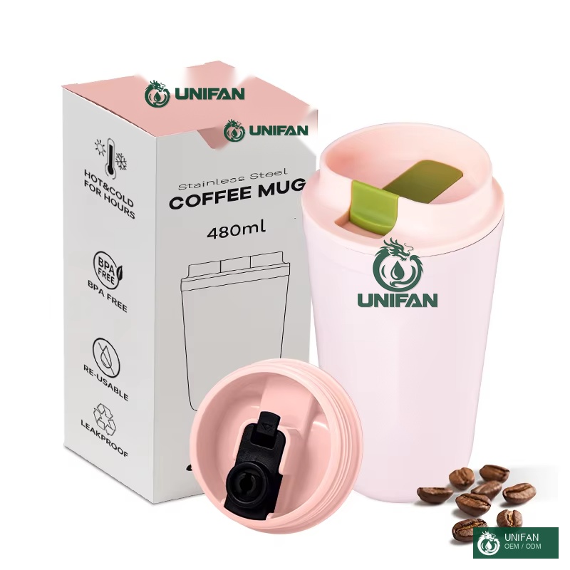 UNIFAN 16oz Vacuum Insulated Stainless Steel Travel Coffee Tumbler with Lid Reusable Thermal Mug BPA Free for Commute Office Camping
