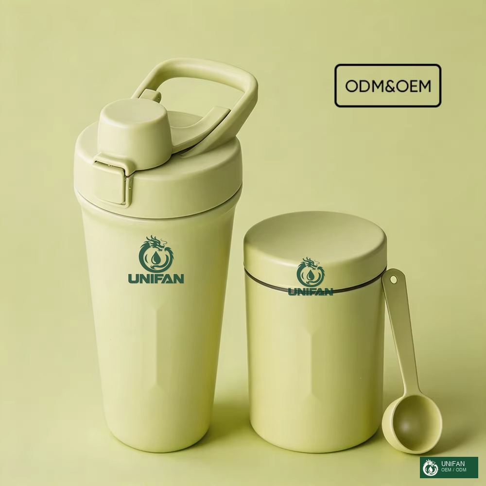 UNIFAN 26oz Vacuum Insulated Stainless Steel Shaker Bottle with One-Touch Flip Lid, Carry Handle Custom Logo for Gym Protein Shaker