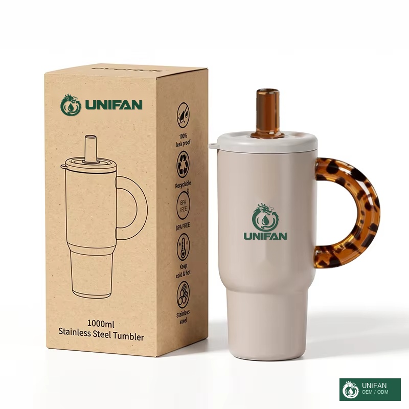 UNIFAN 1L Stainless Steel Vacuum Tumbler Vacuum Insulated Tumbler Double Wall Vacuum Tumbler